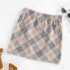 fancy ZAFUL Plaid Elastic Waist Mini Skirt - LIGHT COFFEE M