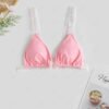 online Frilled Butterfly Applique Bikini Top - LIGHT PINK M