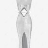 fashion Sparkly Foil Print Cut Out Front Slit Bodycon Vegas Dress - SILVER M