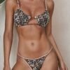 fancy ZAFUL Animal Print Whip Stitch Star-shaped Bikini Swimwear - COFFEE L