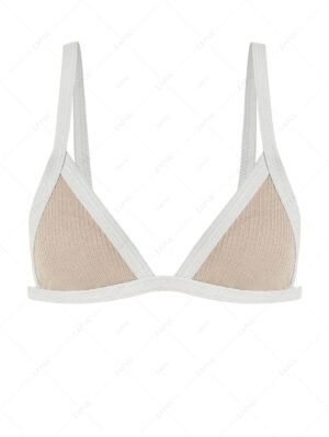 outfits Contrast Binding Glitter Bikini Top - LIGHT COFFEE L