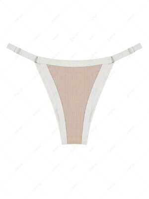 latest Contrast Piping Bikini Bottom - LIGHT COFFEE L