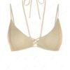 shops Lace Up Lattice Metalic Bikini Top - LIGHT COFFEE L