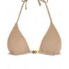 womens Ribbed Beading Bikini Top - LIGHT COFFEE L