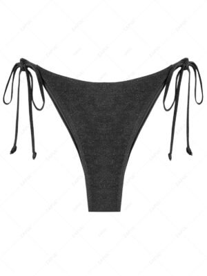 trendy Tie Metallic Adjustable Bikini Bottom - BLACK L
