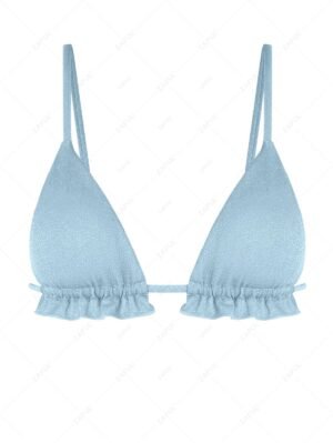 outfits Ruffles Metallic Bikini Top - LIGHT BLUE M