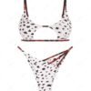 shops ZAFUL Animal Print Cut Out Strappy Bikini Swimwear - WHITE L