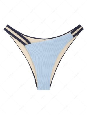 hot Ribbed Bikini Bottom - LIGHT BLUE M