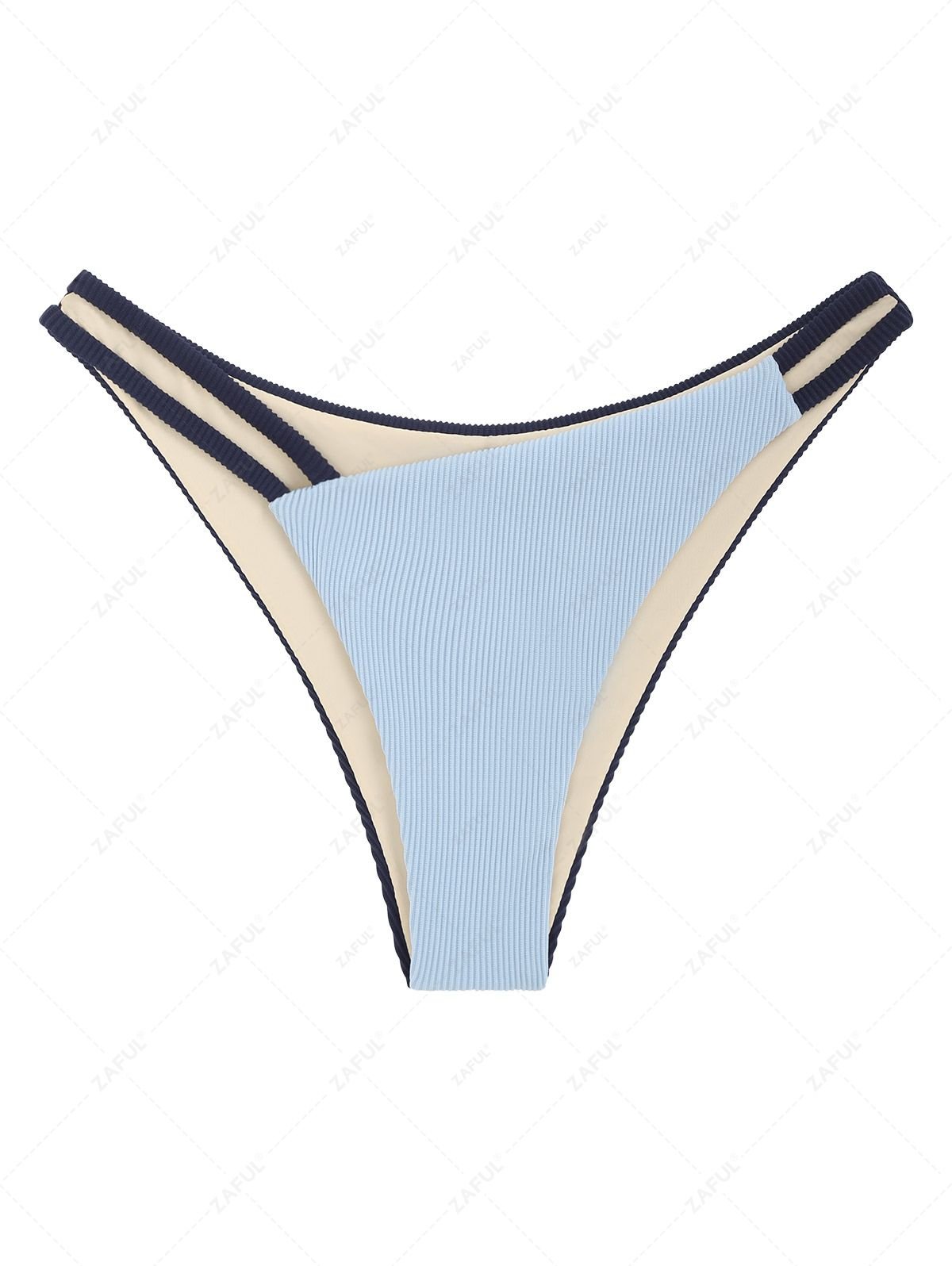 hot Ribbed Bikini Bottom - LIGHT BLUE M