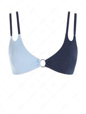shop Two Tone O-ring Bikini Top - LIGHT BLUE M