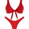 hot Scrunch Butt Knotted Thong Bikini - RED M
