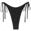 new ZAFUL Women's Metallic Sparkly Glitter Shiny High Cut Brazilian Tanga Tie Side Bikini Bottom - BLACK L
