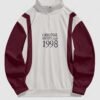 lady Men's Colorblock Letter Number Pattern Quarter Zip Stand Collar Sweatshirt - WHITE 2XL
