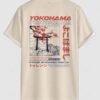 online Men's Japanese Torii Floral Waves Letter Slogan Graphic Printed Crew Neck Short Sleeves T-shirt - ANTIQUE WHITE L
