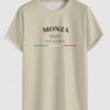 latest Men's Monza Italy Letter Graphic Printed Crew Neck Short Sleeves T-shirt - VANILLA M