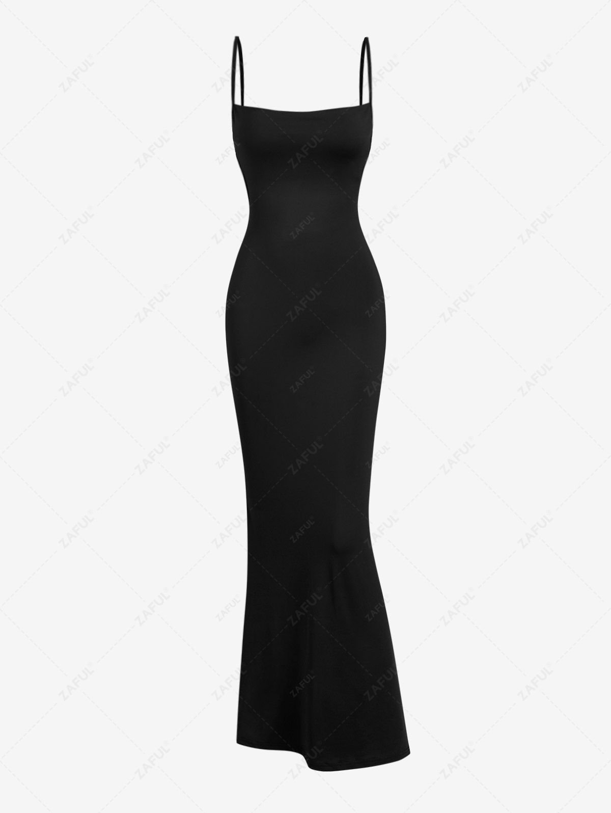 buy Women's Sexy Elegant Solid Color Backless Spaghetti Strap Cami Maxi Bodycon Dress - BLACK S