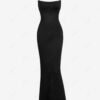 buy Women's Sexy Elegant Solid Color Backless Spaghetti Strap Cami Maxi Bodycon Dress - BLACK S