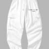 trendy Men's Streetwear C' EST LA VIE Letter Printed Multi-pockets Design Beam Feet Drawstring Cargo Pants - WHITE 2XL